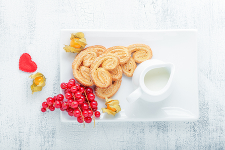 Heart-shaped biscuits wiith sugar and cinnamon 
for Valentine's Day の写真素材