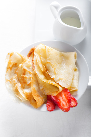 Crepes with strawberriesの写真素材