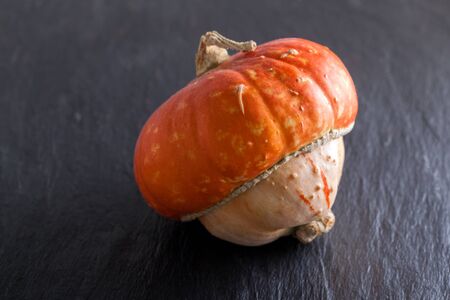 Turk's turban squash on a stone plateの写真素材