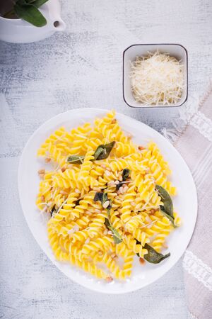 Pasta with garlic and sageの写真素材