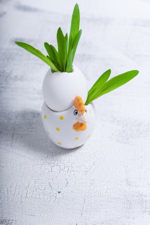 Eggs with flowers on a white background. Easter Symbolsの写真素材