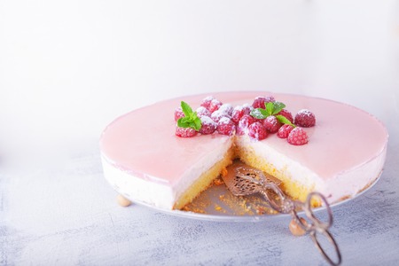 Raspberry yogurt cakeの写真素材