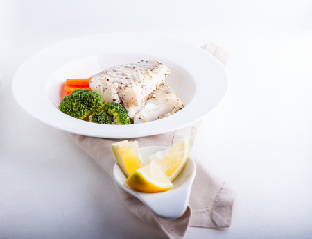 Stewed cod and vegetables