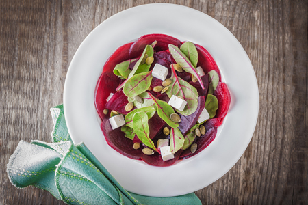Salad with beetroot, goat cheese and chardの写真素材