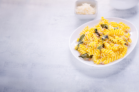Pasta with garlic and sageの写真素材