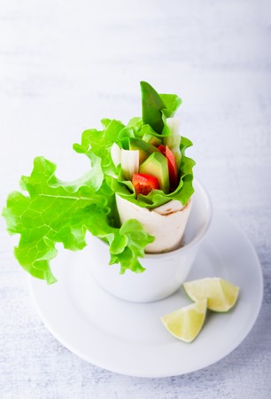 Vegetable wrap sandwichesの写真素材