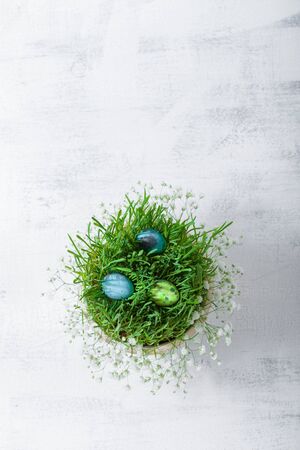 Egg with flowers on a white background. Easter Symbols.の写真素材