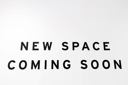COMING SOON !! New Space for every one , Font coming soon on white spaceの写真素材