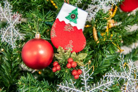 A Gorgeous indoor Christmas tree decoration for the happiest time of the yearの写真素材