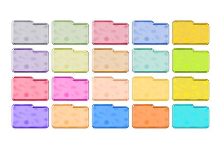 Set of metallic folders icons in different colors