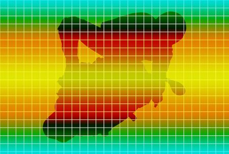 Dotted silhouette of a biker over colored backgroundの写真素材