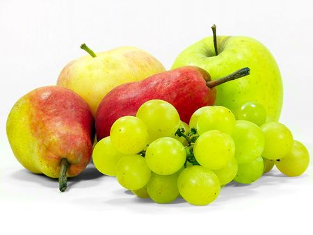 Autumn's ripe fruits isolated over white backgroundの写真素材