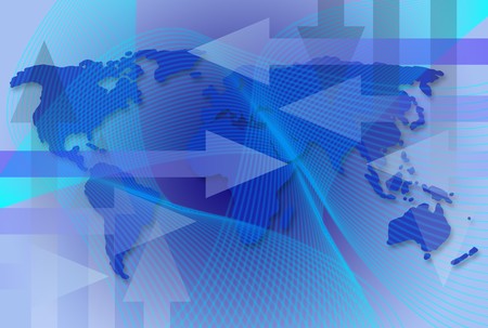 Worldwide business map with arrows an wavesの写真素材