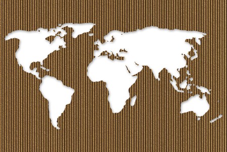 Cardboard cut out world map over white backgroundの写真素材