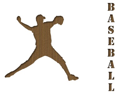 Silhouette of a baseball player carved in cardboardの写真素材