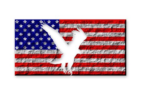 American flag made of stone with carved eagle silhouetteの写真素材