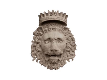 Bas-relief of a crowned lion made of stoneの写真素材