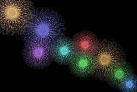 Abstract geometric colored  lights over black background