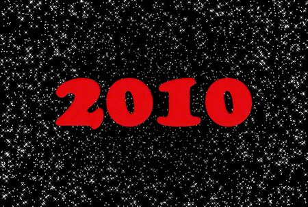 Furry red 2010 writing over starry backgroundの写真素材