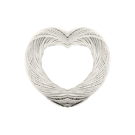 Heart-shaped twine roll isolated over white backgroundの写真素材