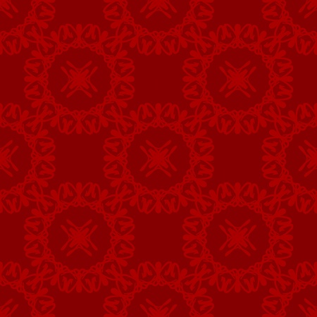 Damask seamless pattern with red circular design over rough maroon backgroundの写真素材