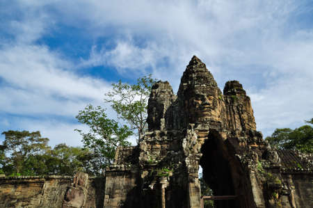 Entrance to Angkor thom at Siem Reap, Cambodiaの写真素材