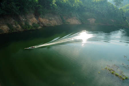 boat on a riverの写真素材