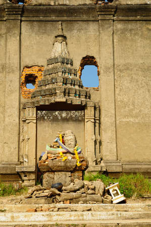 the old temple is floodedの写真素材