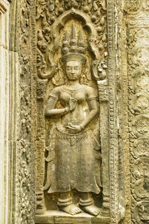 Statue at Angkor Wat, Cambodiaの写真素材