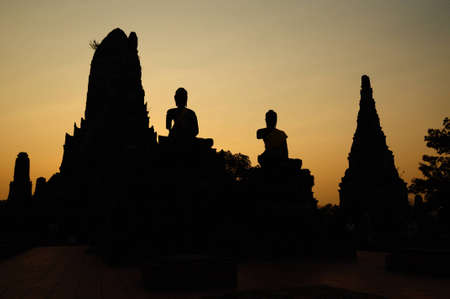 Silhouette of the templeの写真素材