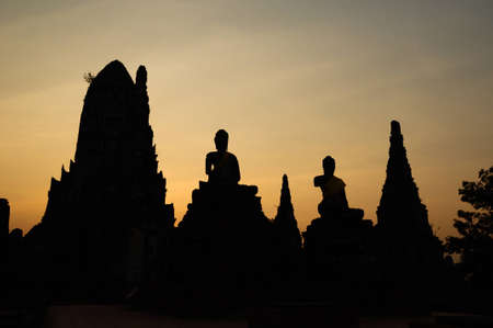 Silhouette of the templeの写真素材