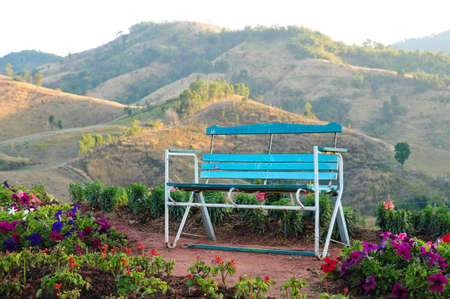 image of a chair and beautiful view for relax in thailandの写真素材