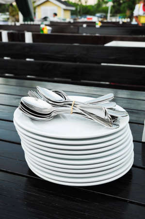 stack of plateの写真素材