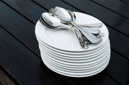 stack of plateの写真素材