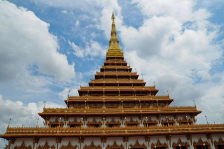 Golden pagoda at the temple, Khonkaen Thailandの写真素材
