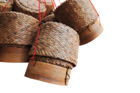 wooden rice box in thailandの写真素材