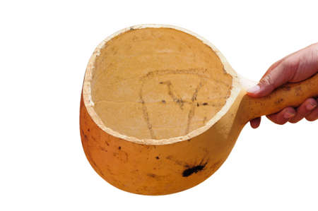 wooden dripper by handmade on white backgroundの写真素材