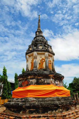 old pagoda in the temple, Thailandの写真素材