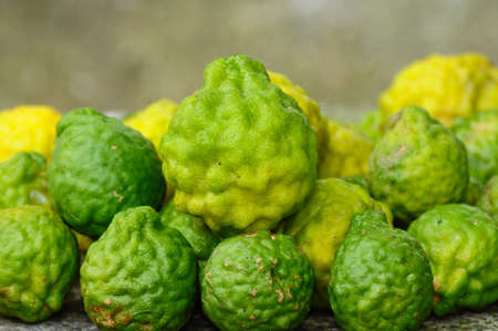 image of Kaffir Lime on the stone tableの写真素材