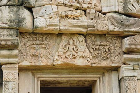 Stone engraving in Pimai ancient city, Thailandの写真素材