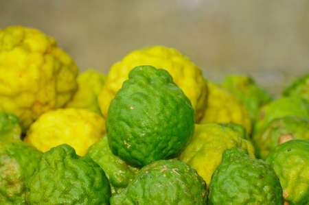 image of Kaffir Lime on the stone tableの写真素材