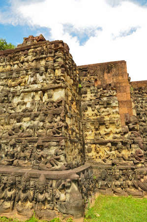 ancient, carved from sandstone. At Angkor Wat, Cambodiaの写真素材
