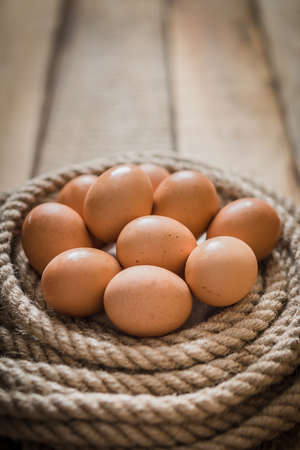 eggs wrapped with ropeの写真素材