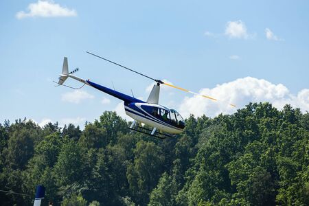 passenger helicopter flies at an air showの写真素材