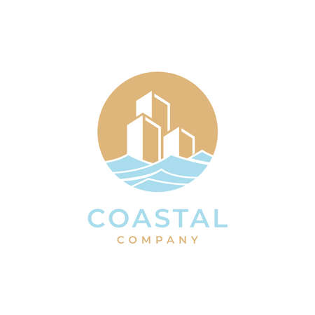 coastal with building logo designのイラスト素材
