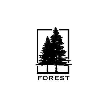 pines tree logo design vector template.Evergreen logo inspirationのイラスト素材