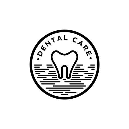 Dental logo icon emblem template.Dental symbol with lake or sea illustration -Vectorのイラスト素材