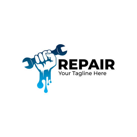 hand and wrench logo design vector templateのイラスト素材