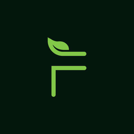creative letter F with leaf logo design template.Organic logo company with initial letter Fのイラスト素材