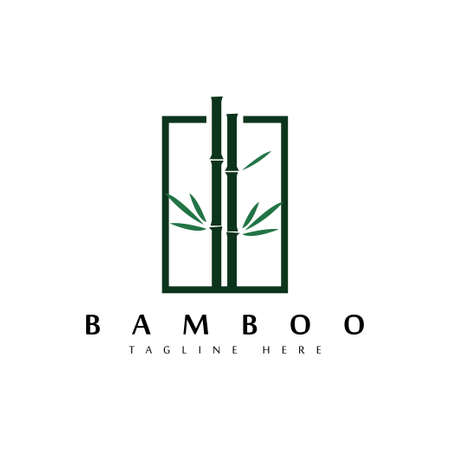 bamboo in the square logo design template.Creative bamboo symbol inspirationのイラスト素材